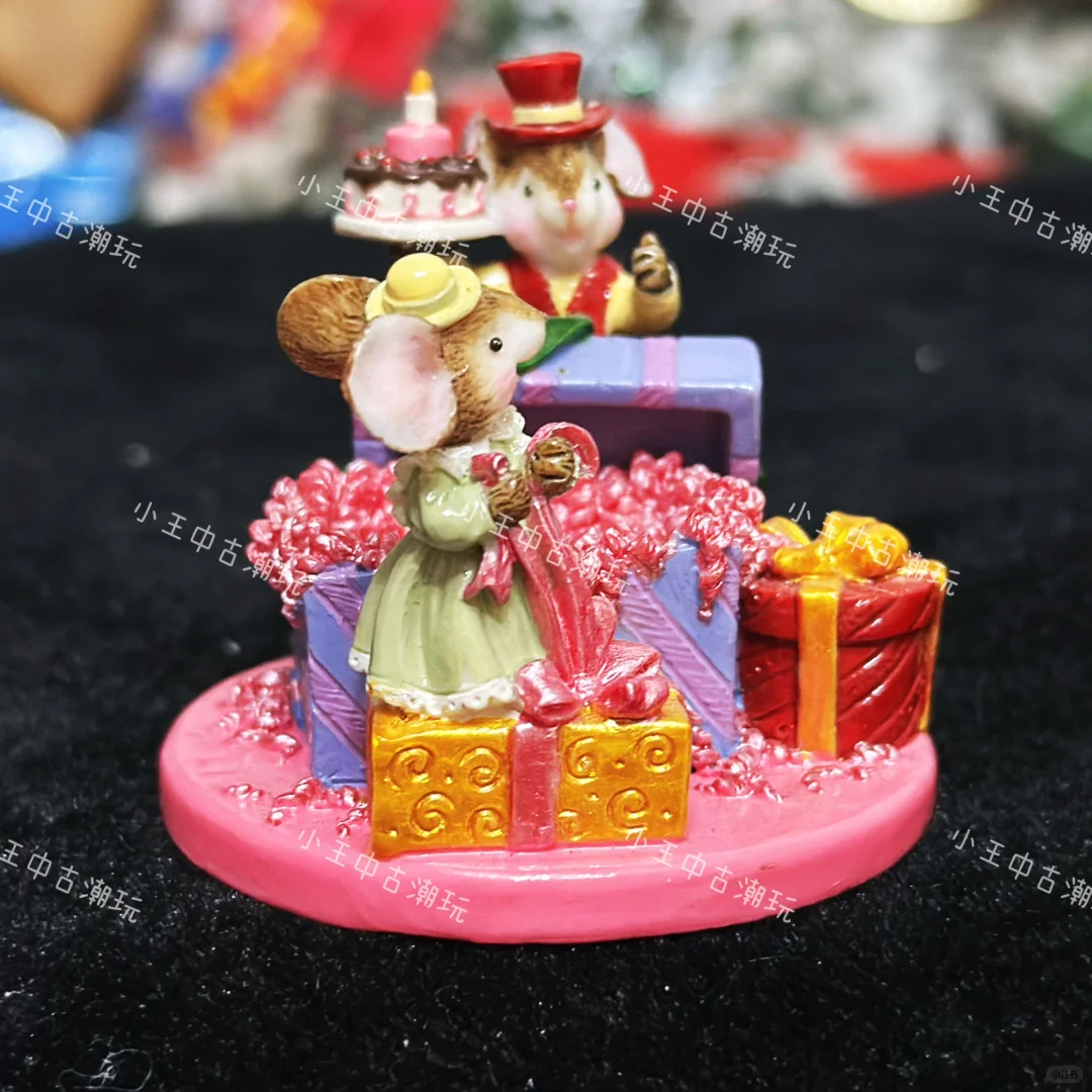 台资老货过生日老鼠树脂摆件，粉色底座配礼