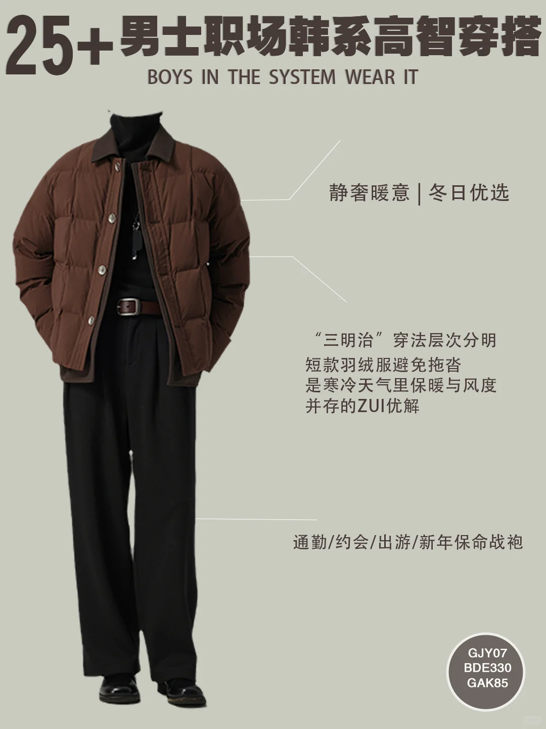 8套25+男士秋冬职场韩系高智感穿搭合集