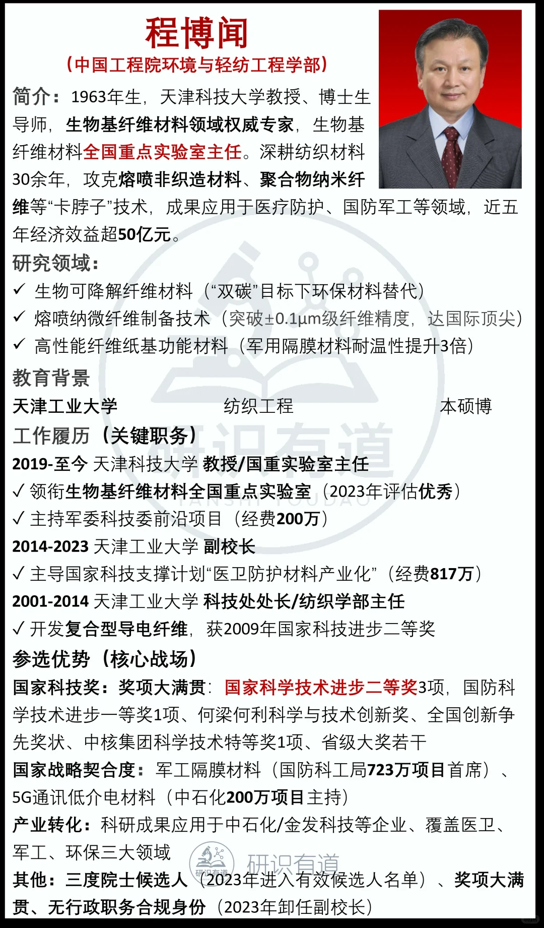 2025高校热门院士候选人——程博闻