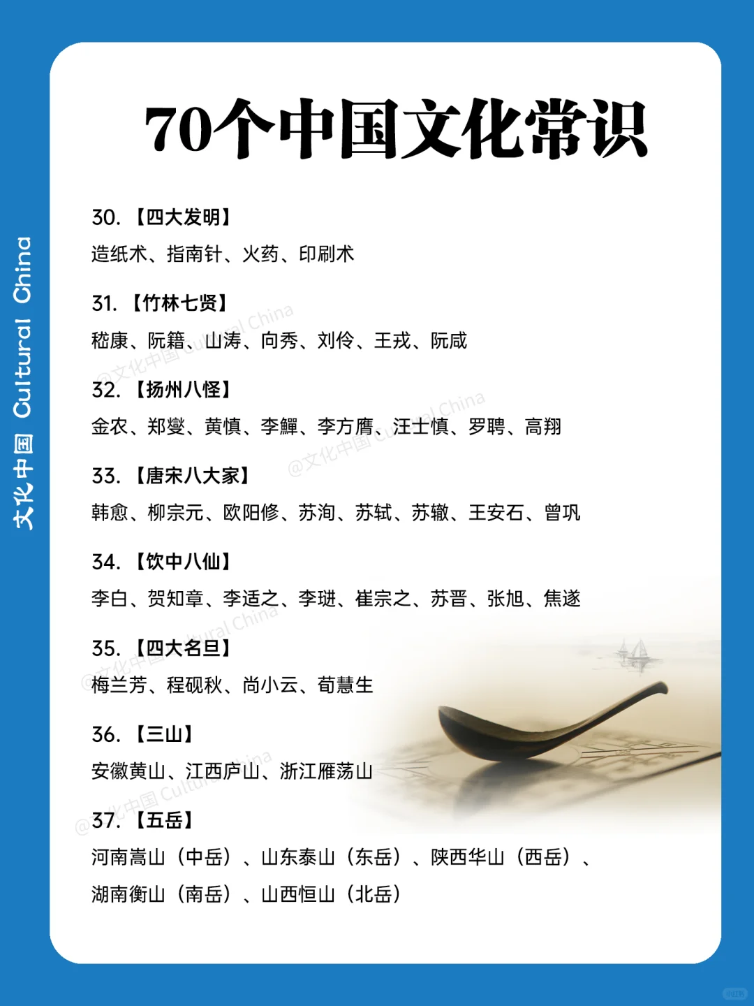70个中国文化常识,你了解多少?