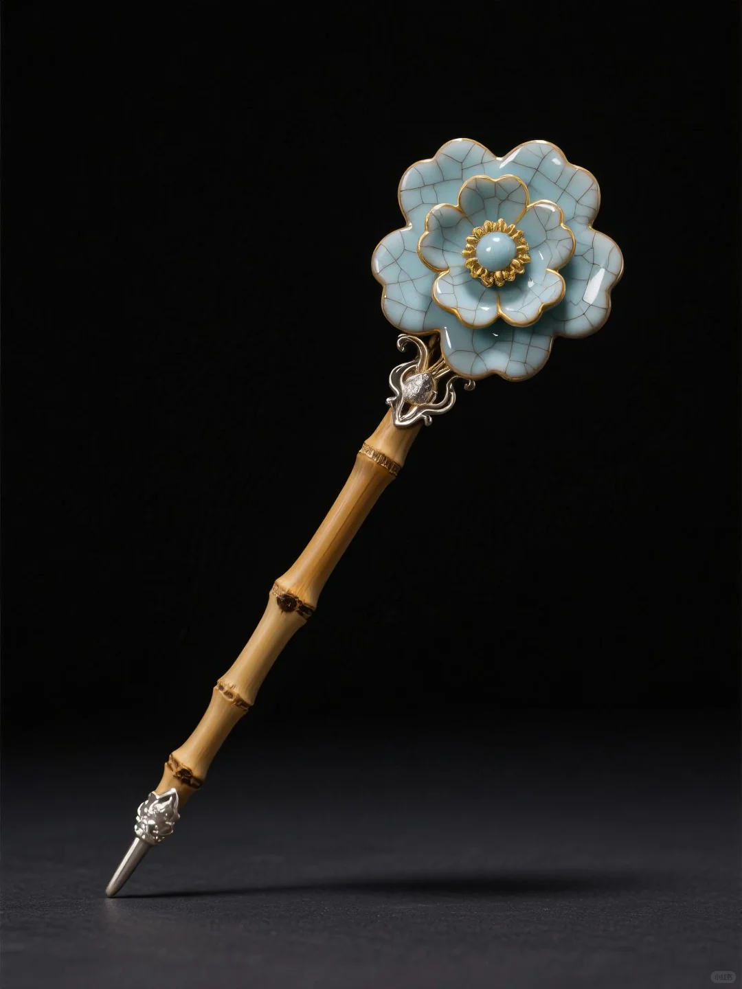 竹影花韵·陶瓷发簪