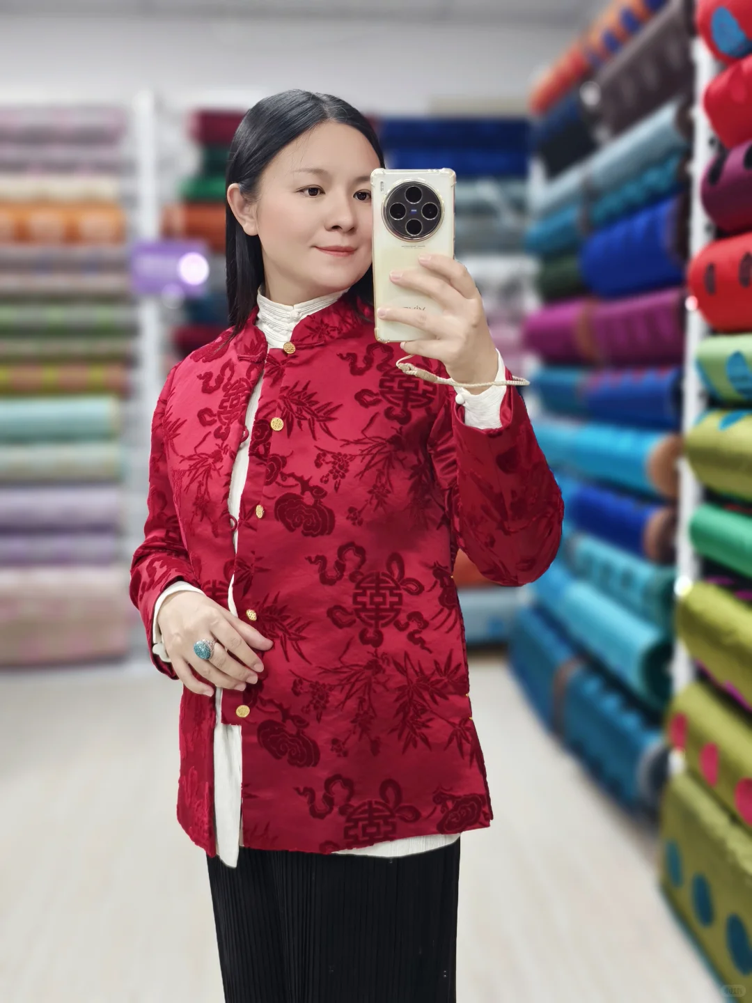 挑战100件漳缎外套12：红色灵芝单外套