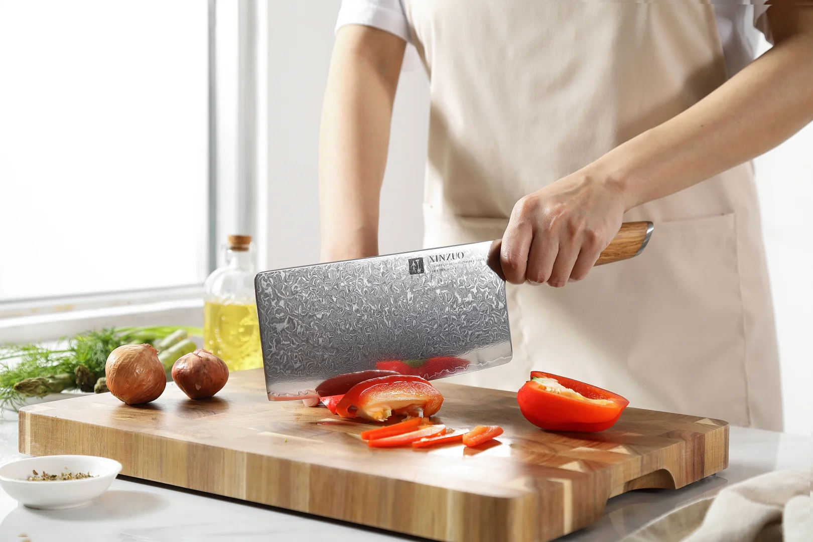 信作岚73层粉末钢中式大菜刀