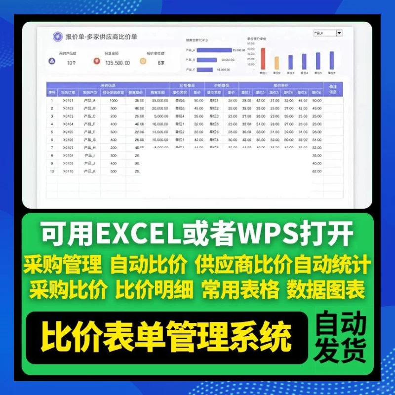 Excel比价单表格系统采购报价单模板