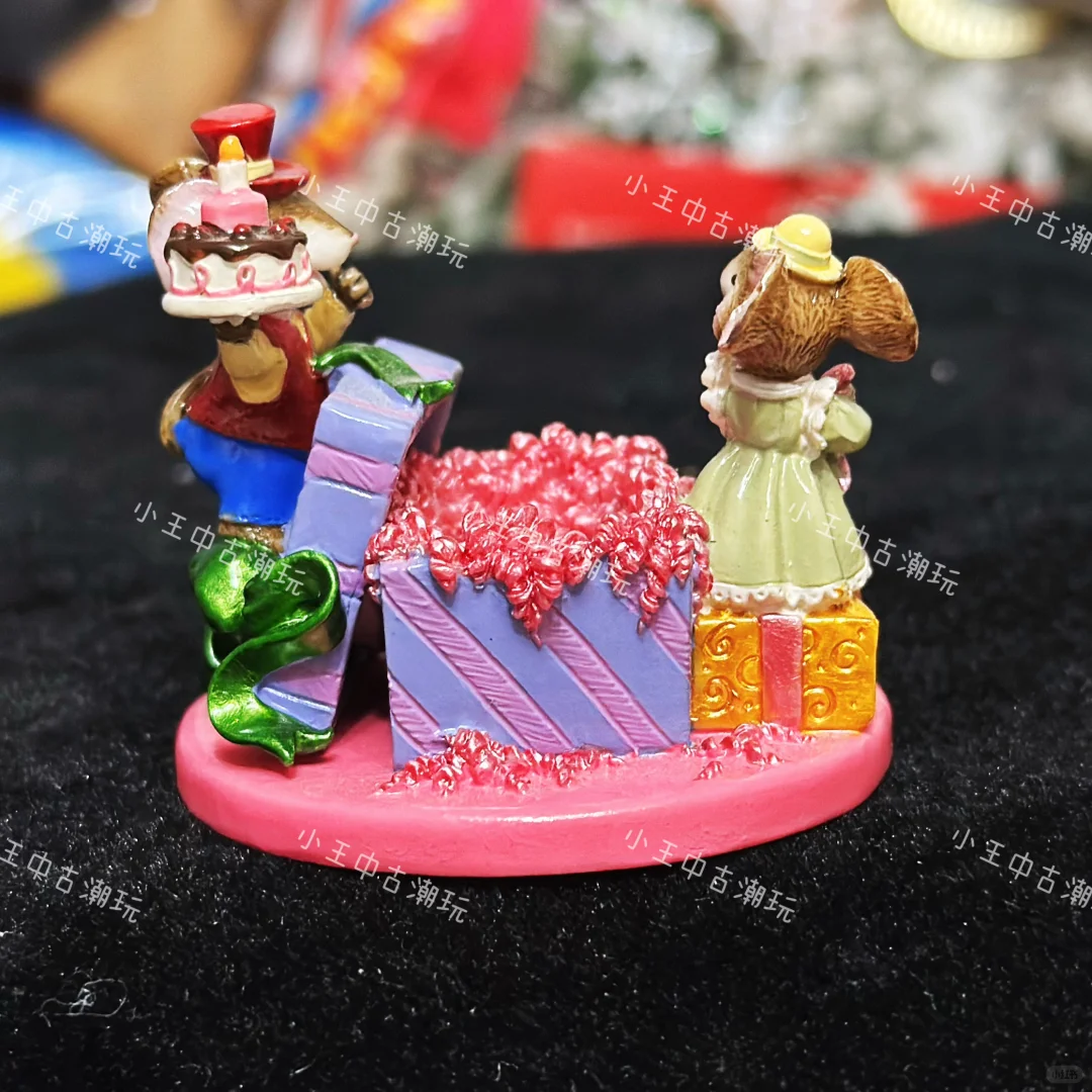台资老货过生日老鼠树脂摆件，粉色底座配礼
