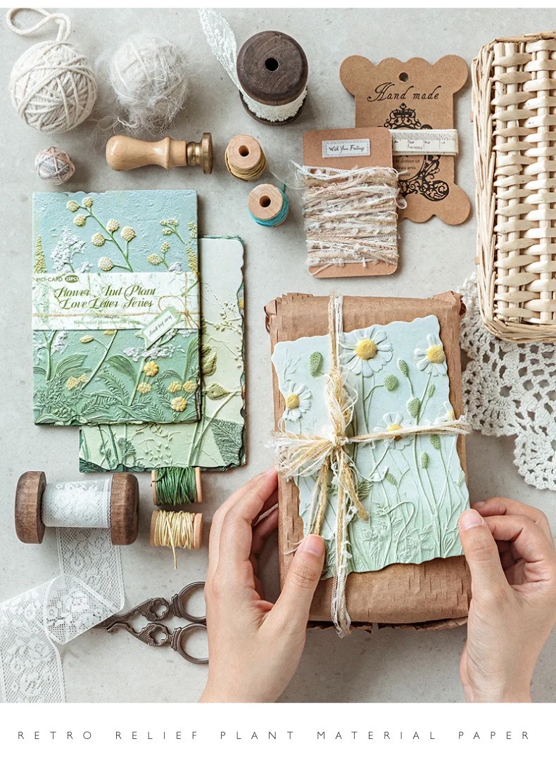 素材分享|花草情书植物浮雕系列素材纸