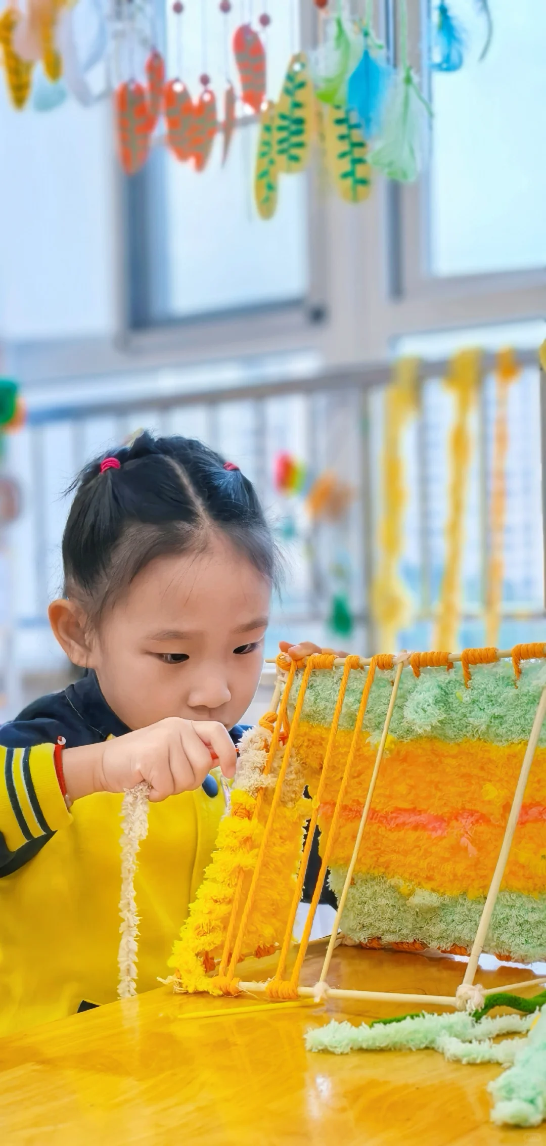 幼儿园秋天环创/毛线创意手工编织帐篷⛺