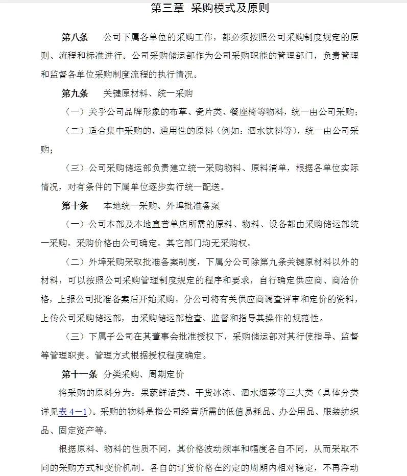 某饮食服务公司采购管理手册49页
