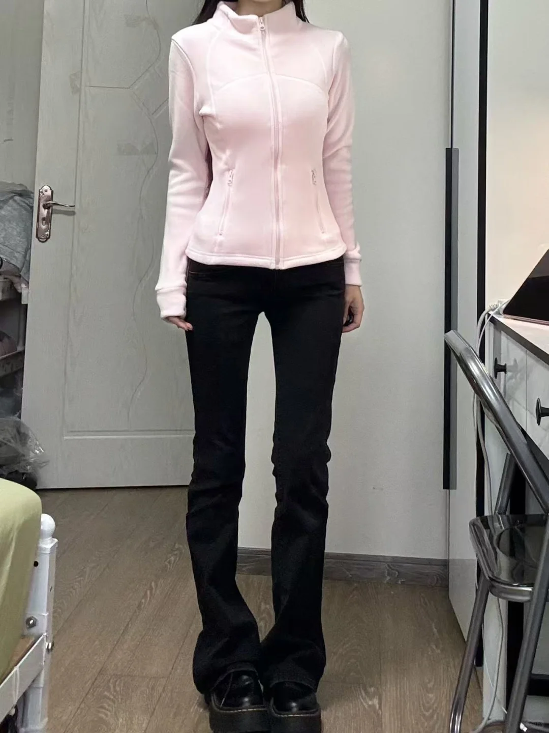 掐腰修身摇粒绒小外套