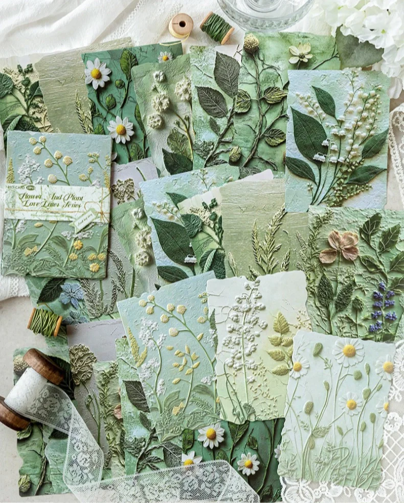 素材分享|花草情书植物浮雕系列素材纸