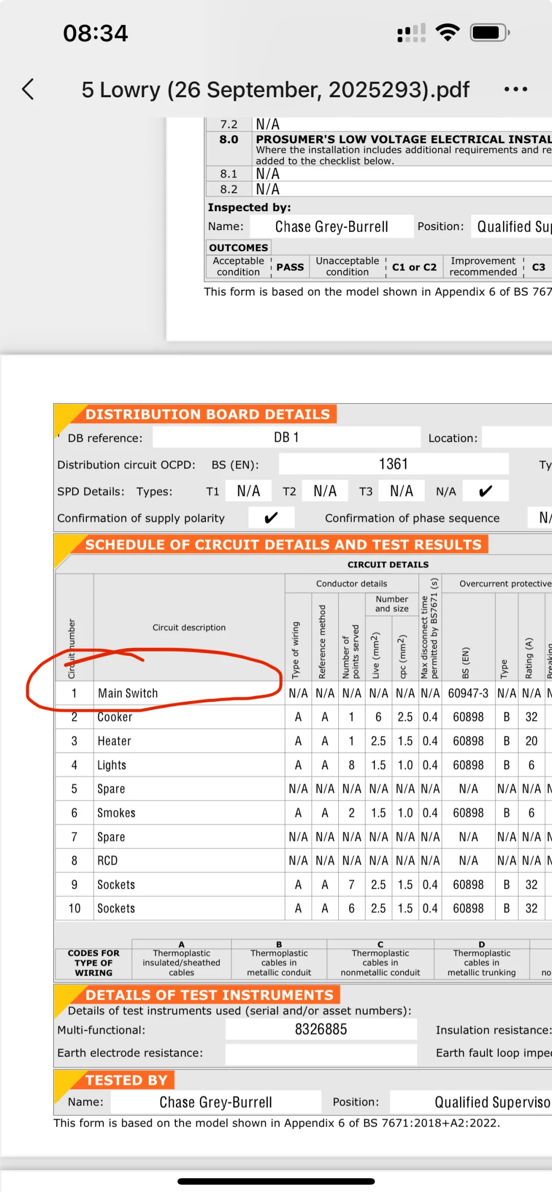 碰到这样的EICR 报告 必须刚回去
