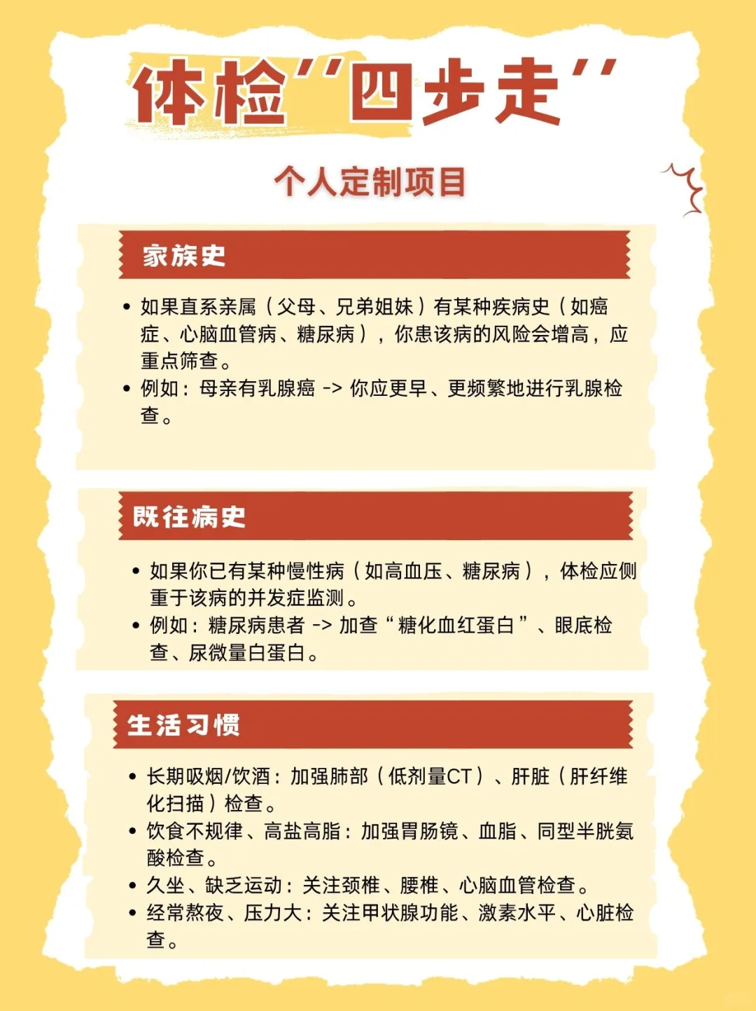 体检方案指南:体检四步走。