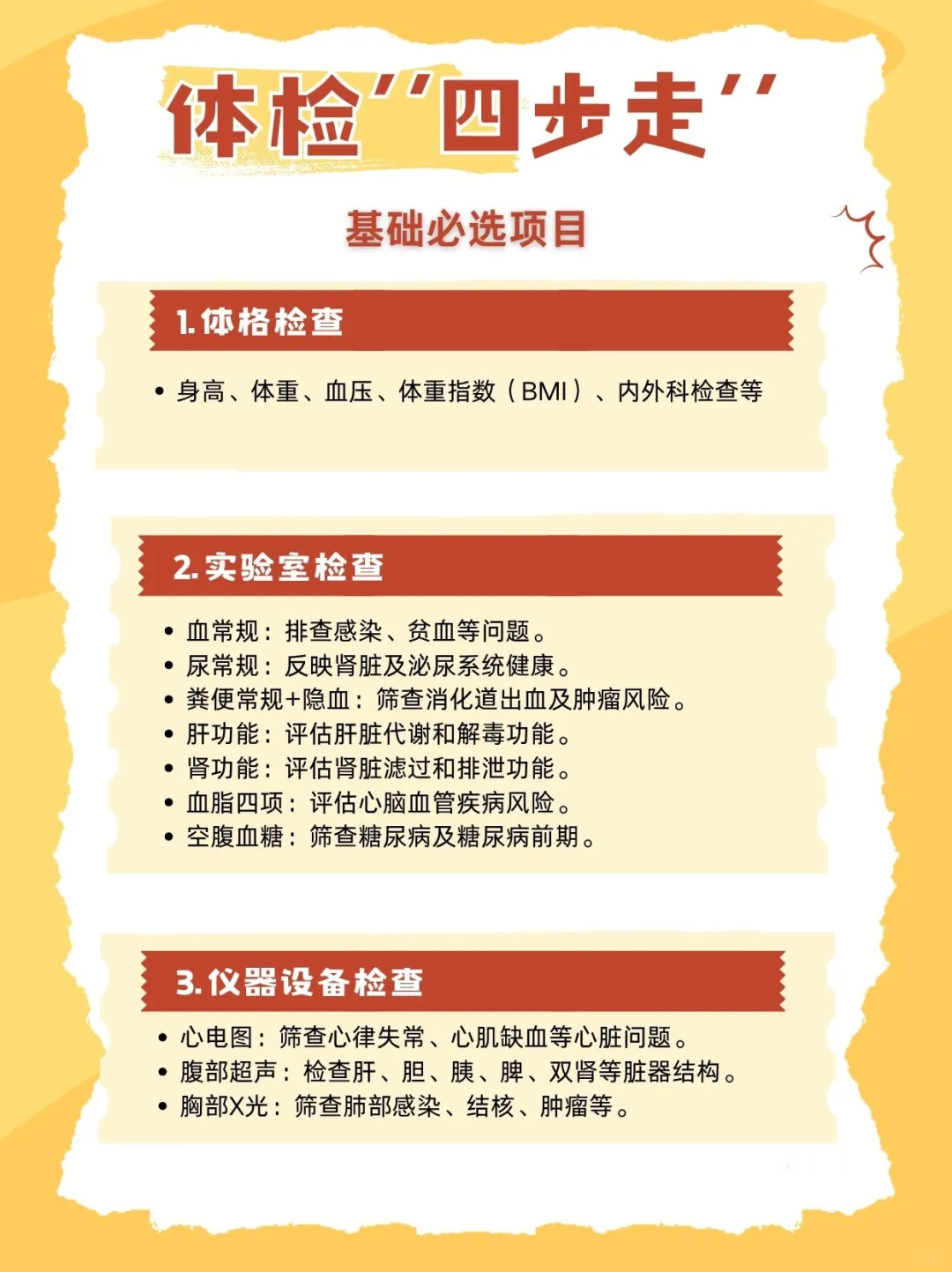 体检方案指南:体检四步走。