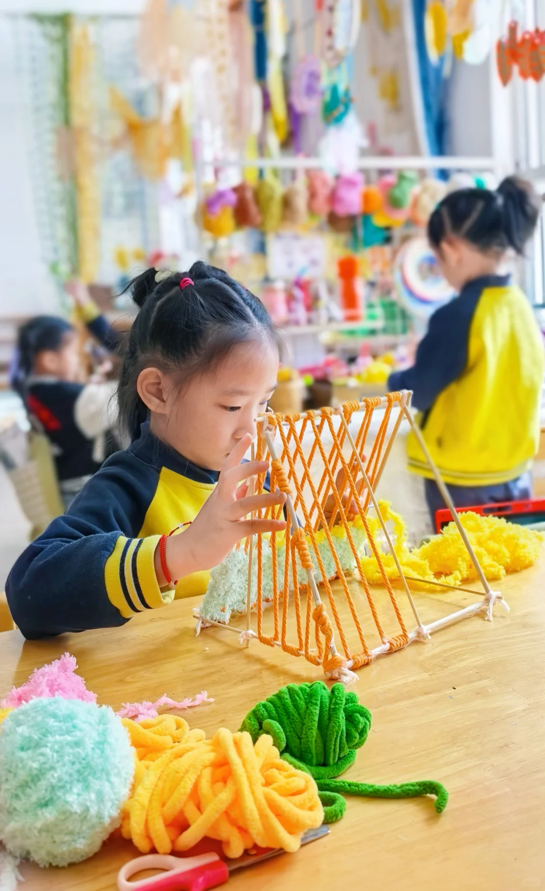 幼儿园秋天环创/毛线创意手工编织帐篷⛺