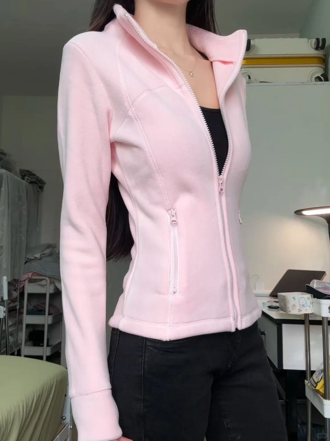 掐腰修身摇粒绒小外套