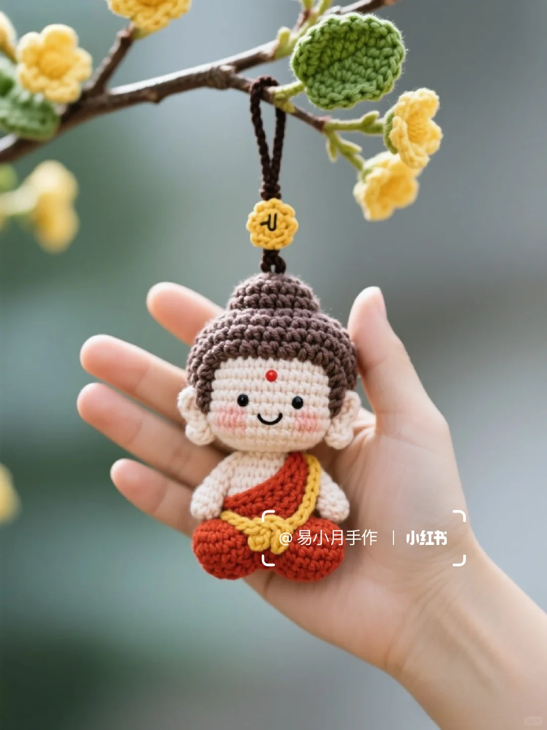 每天一个钩织设计~钩织佛像挂件