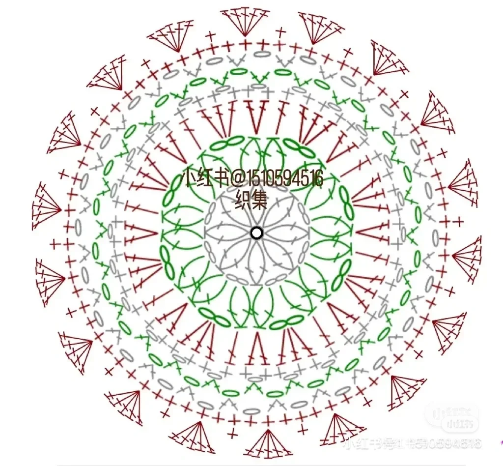 新手友好｜?钩针粉蓝曼陀罗杯垫/附图解