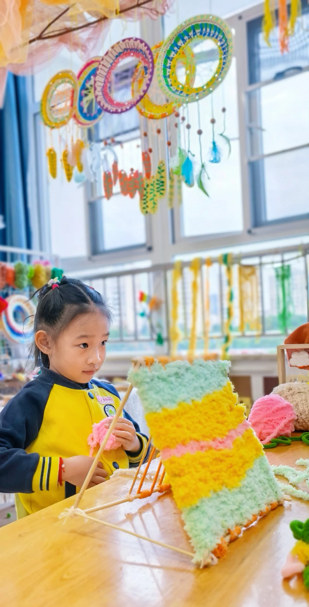 幼儿园秋天环创/毛线创意手工编织帐篷⛺