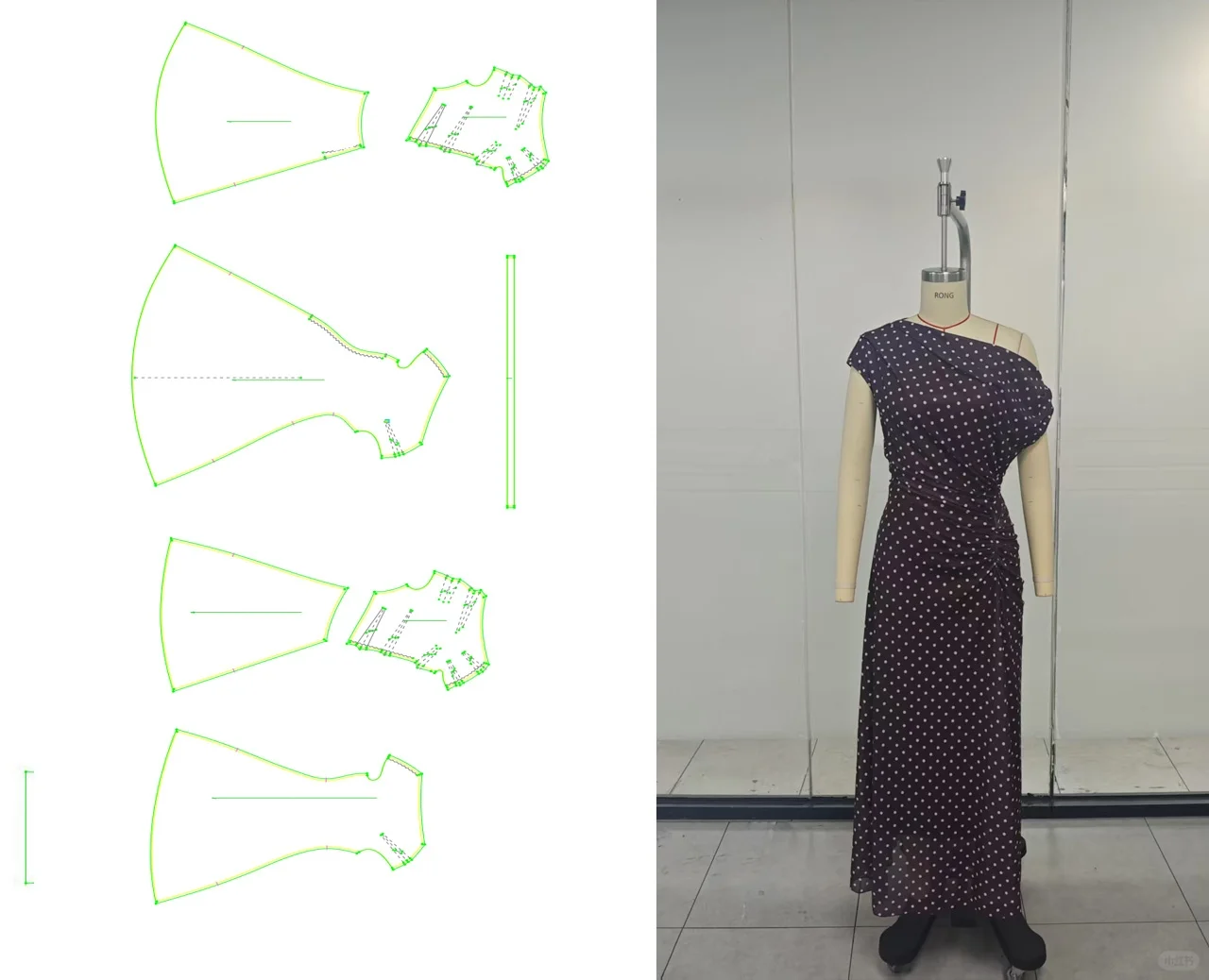 万物皆可打版——标码修身多褶位连衣裙