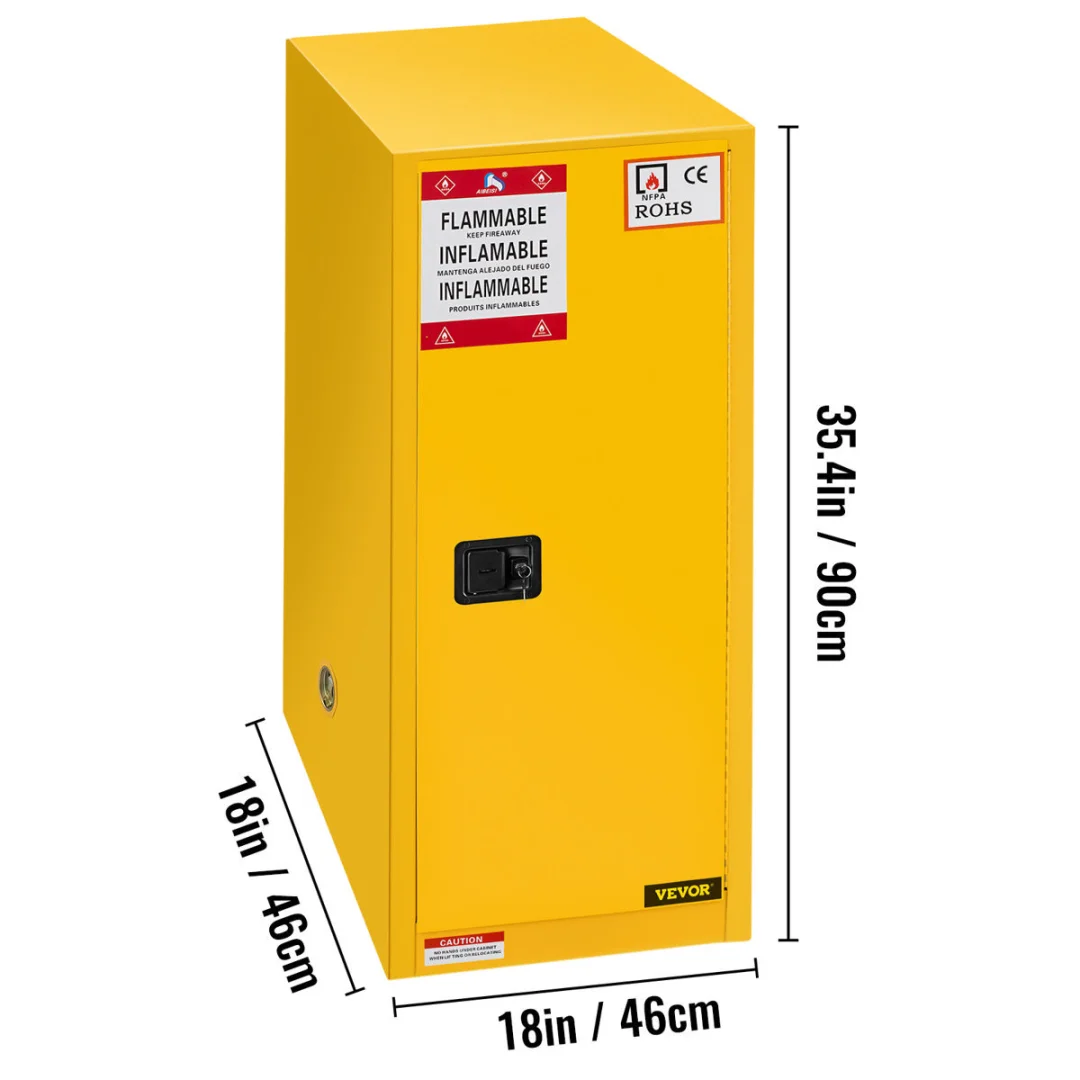 $200 新款16加仑黄色防火防爆储物柜｜双层钢