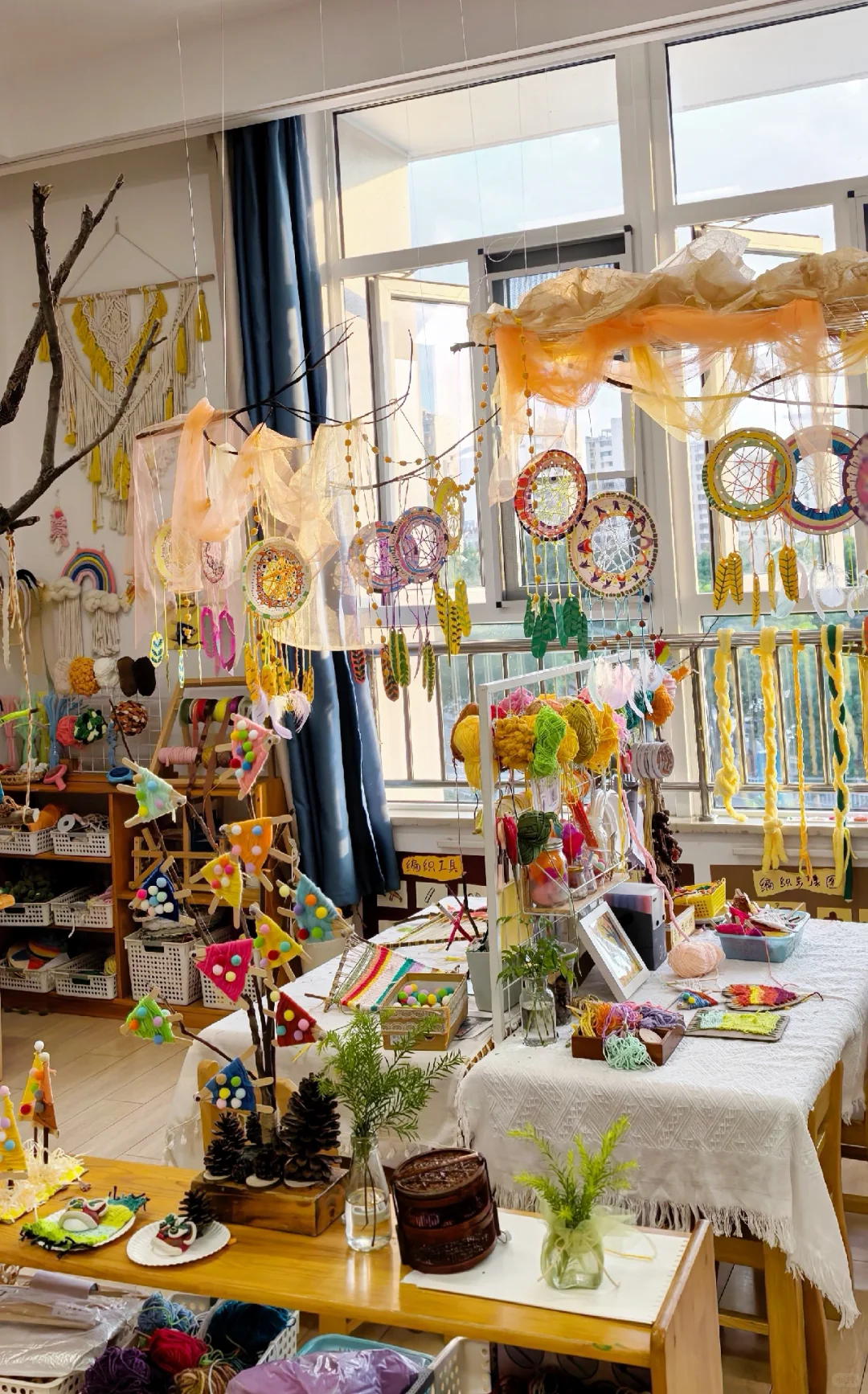 幼儿园?秋天环创/毛线?创意手工小树