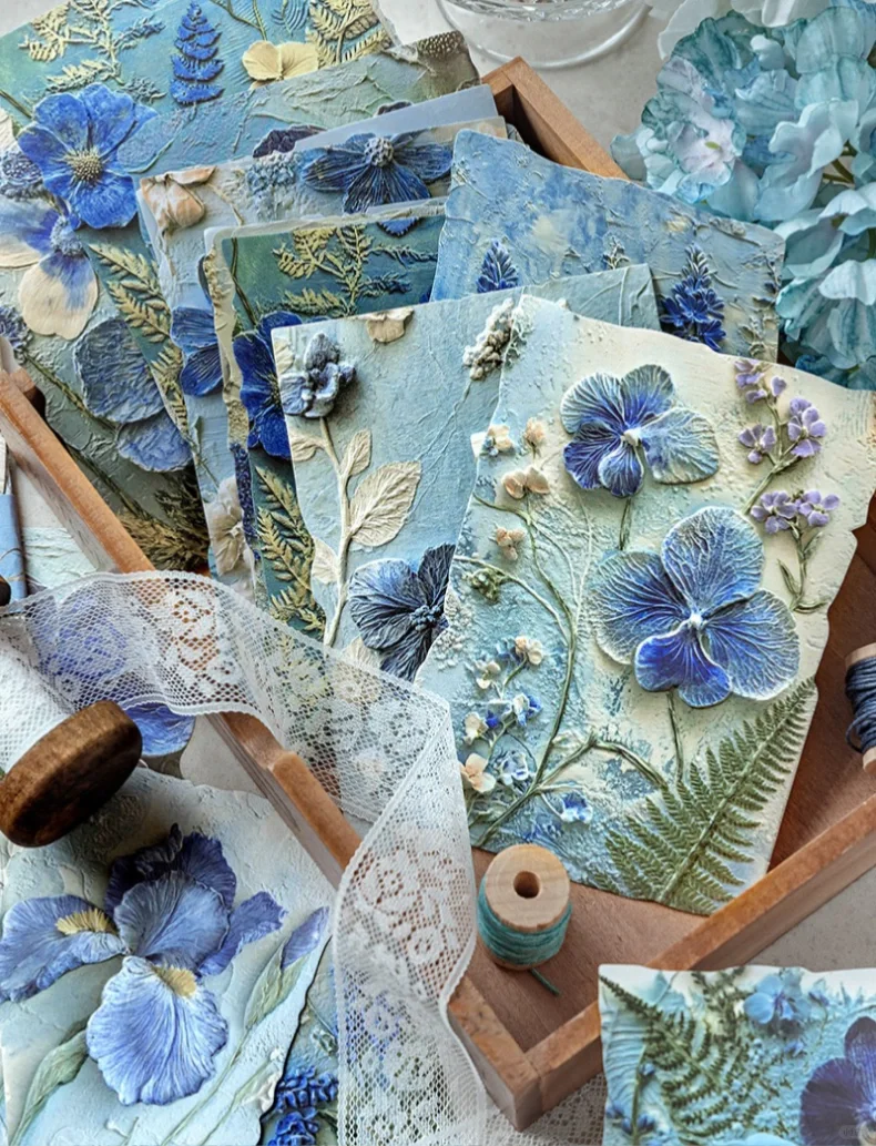 素材分享|花草情书植物浮雕系列素材纸