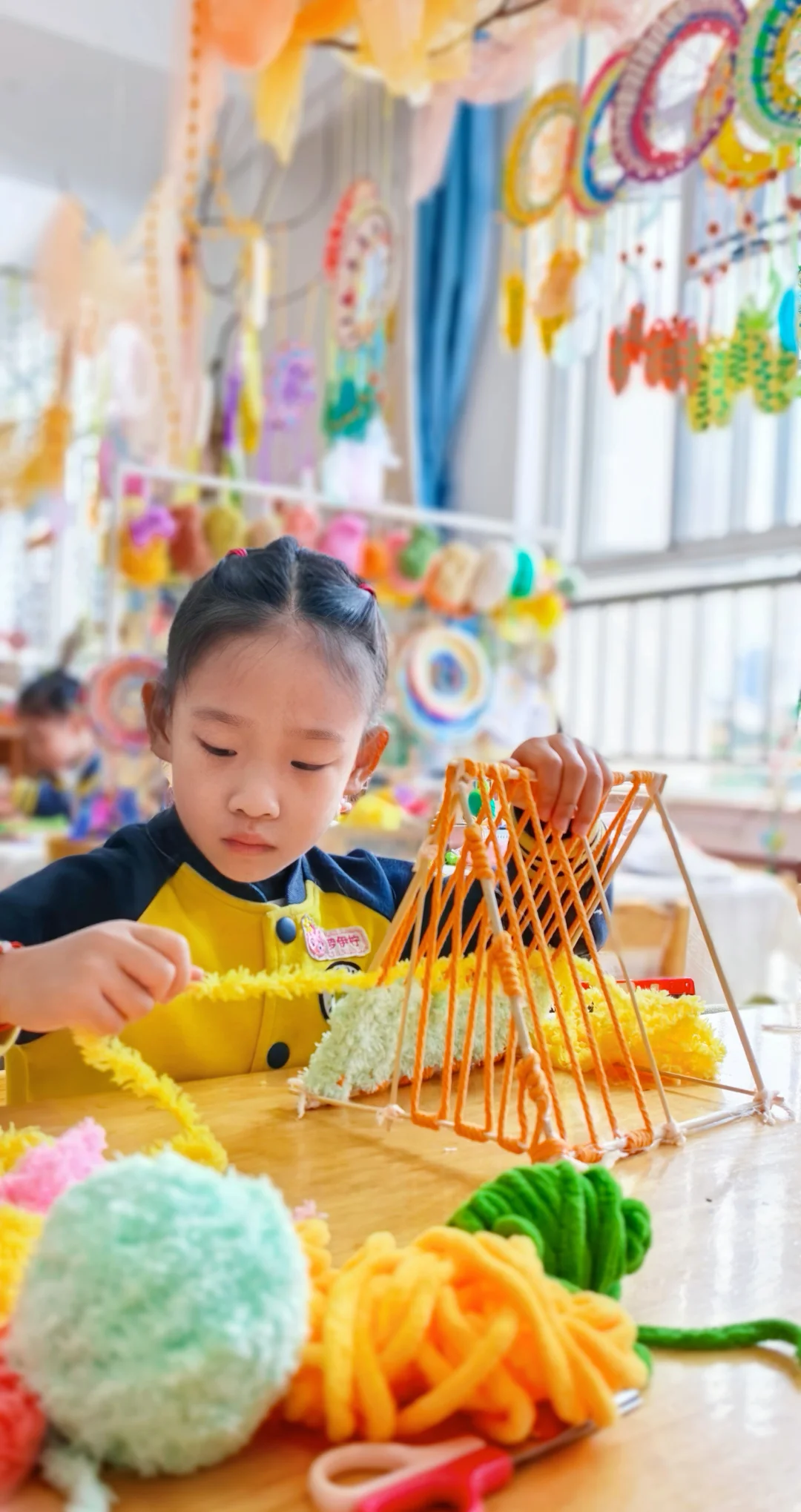 幼儿园秋天环创/毛线创意手工编织帐篷⛺