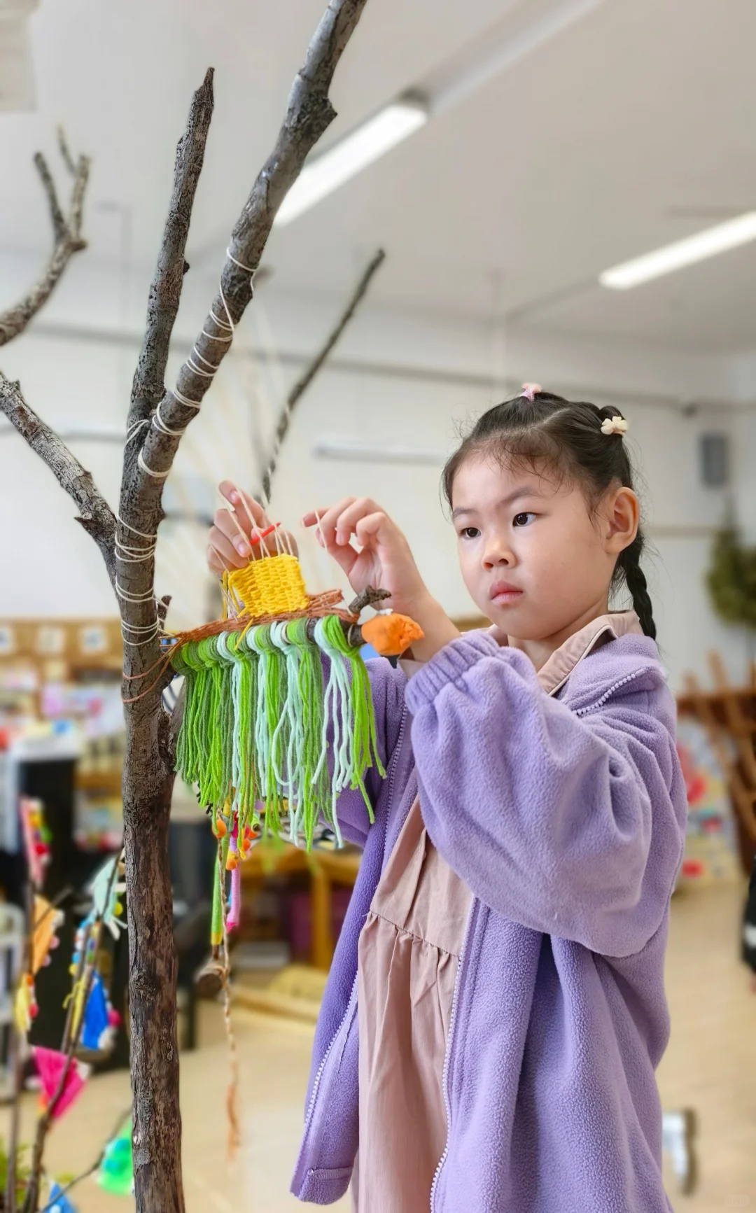 幼儿园?秋天环创/毛线?创意手工小树