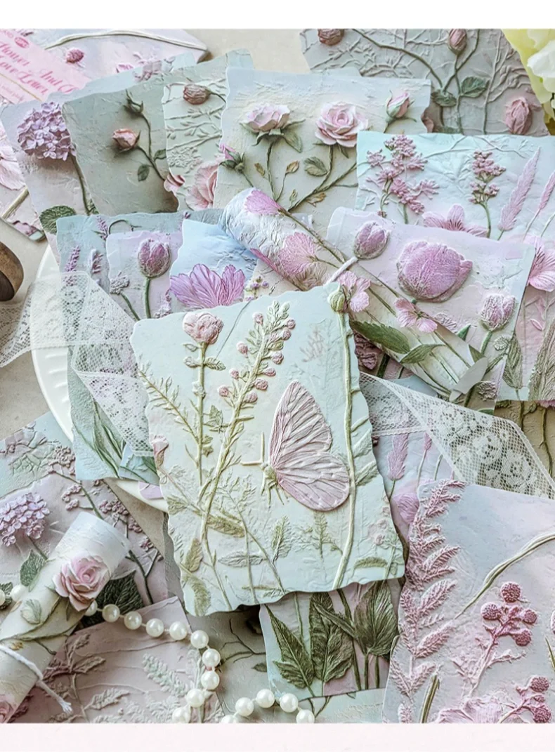 素材分享|花草情书植物浮雕系列素材纸