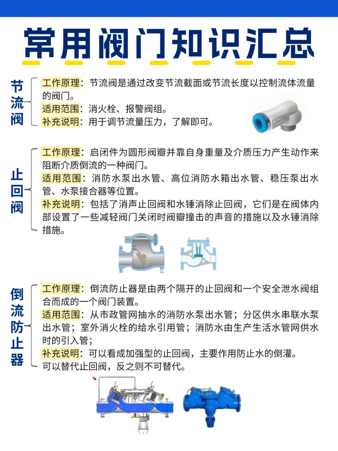 常用的阀门知识汇总来啦，包含种类与原理