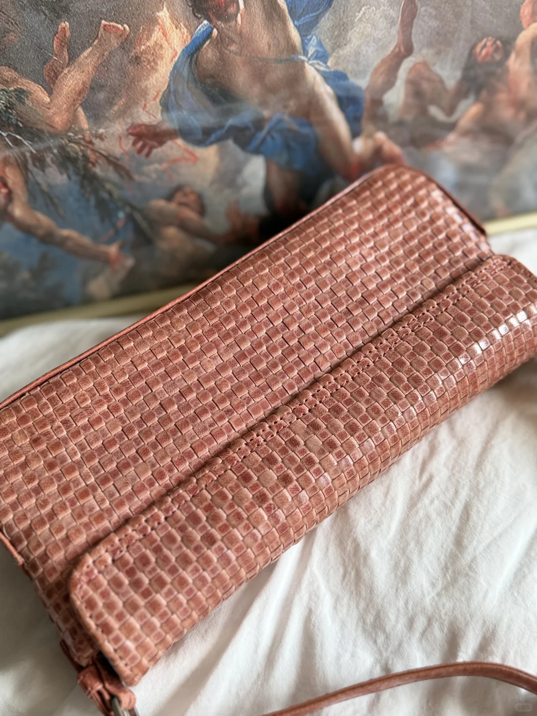 vintage 牛皮编织两用包