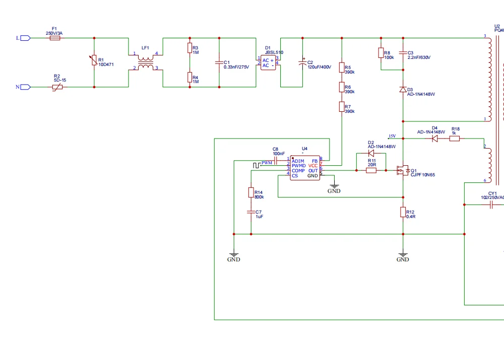 60W单端反激式开关电源