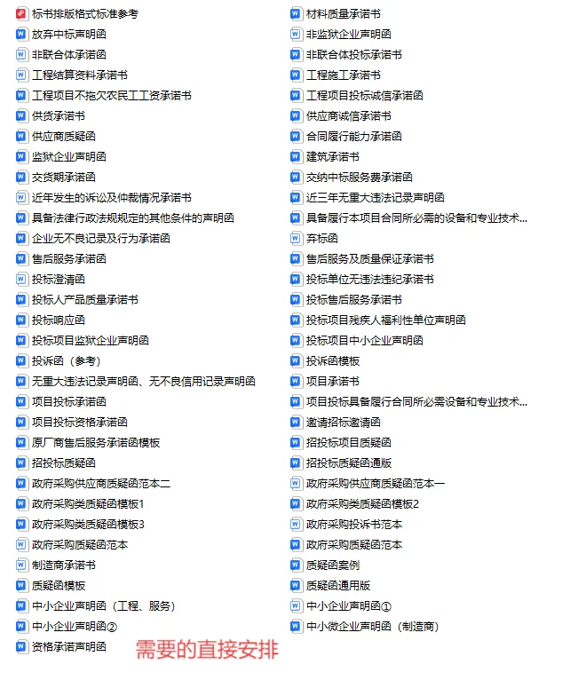 招投标必备62份承诺函模板