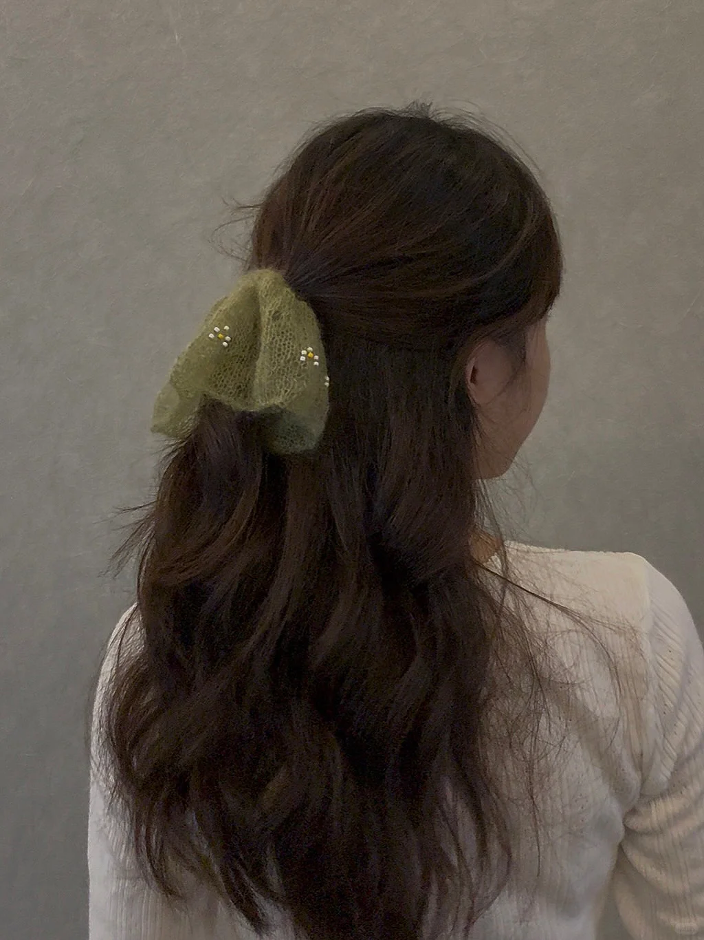 棒针发圈?｜绿油油搭配串珠小花