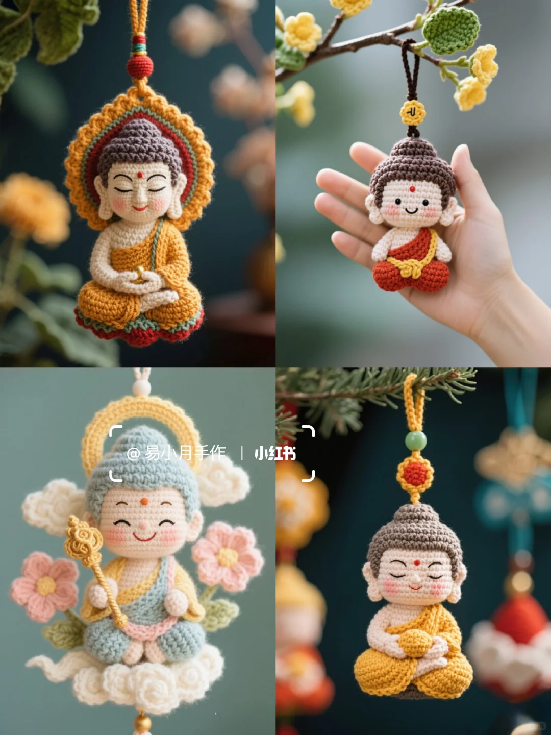 每天一个钩织设计~钩织佛像挂件