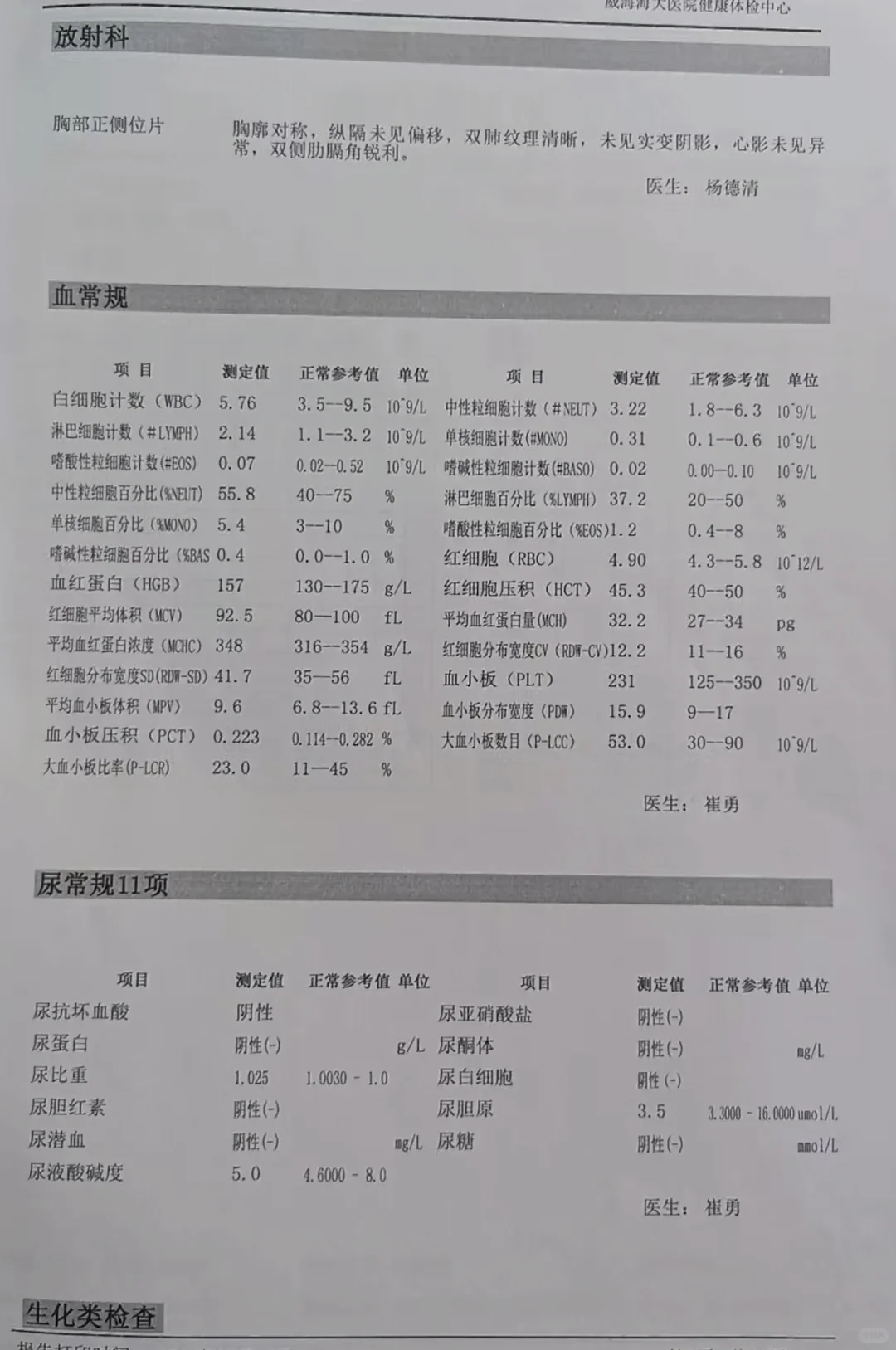 分享一套入职体检报告模版，入职无忧