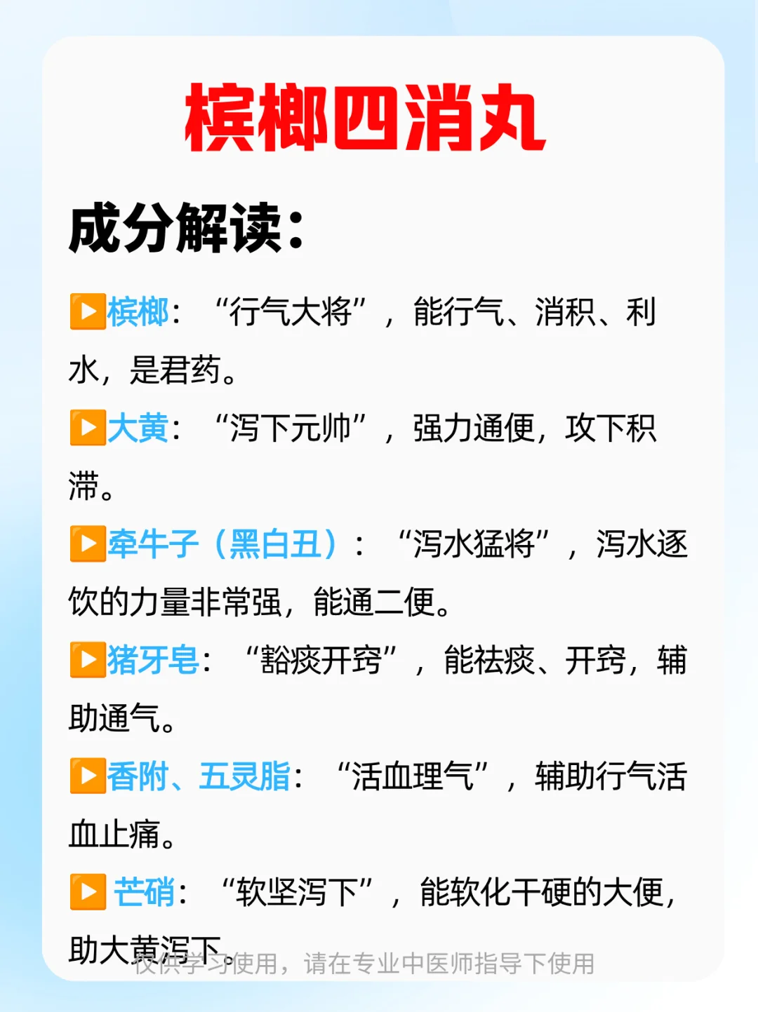 大白话“力道”猛的通堵专家——槟榔四消丸