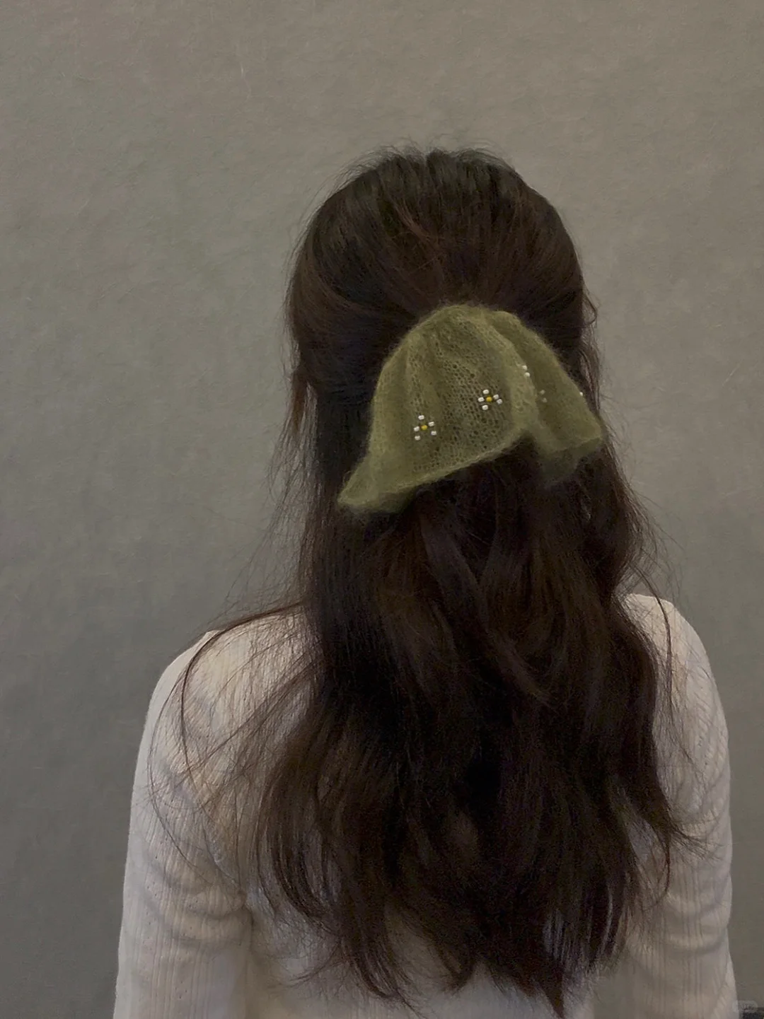 棒针发圈?｜绿油油搭配串珠小花