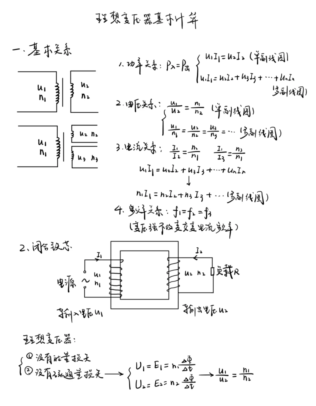 理想变压器知识点梳理