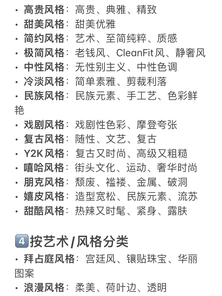 50种热门服装风格分类合集?收藏住