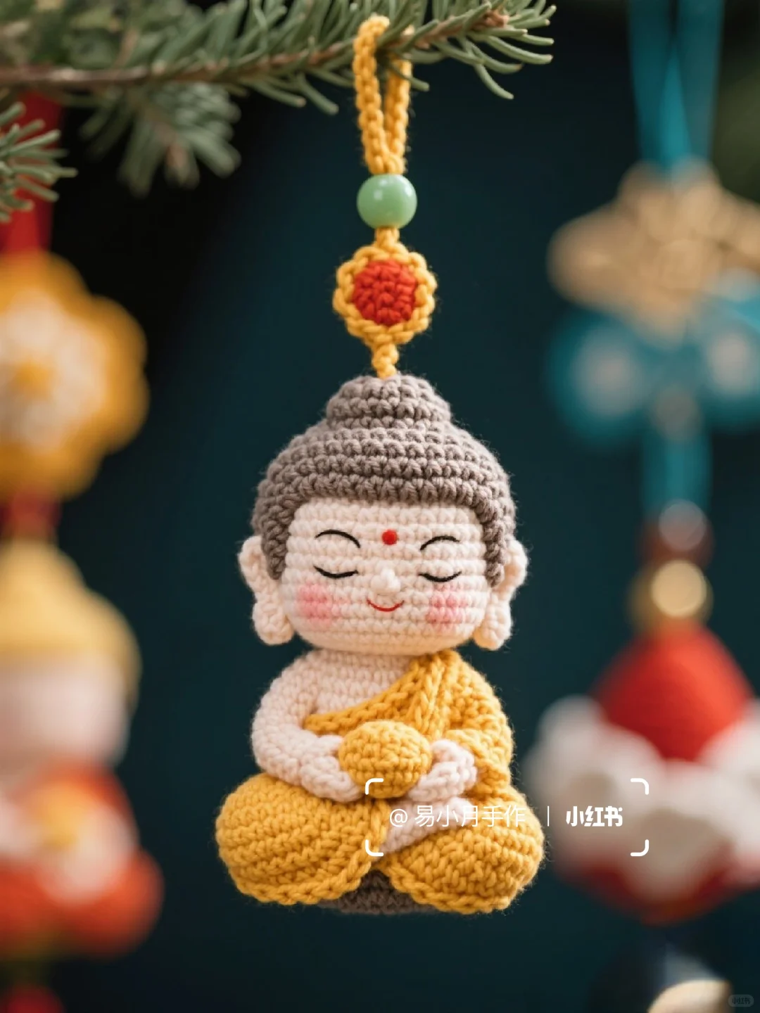 每天一个钩织设计~钩织佛像挂件