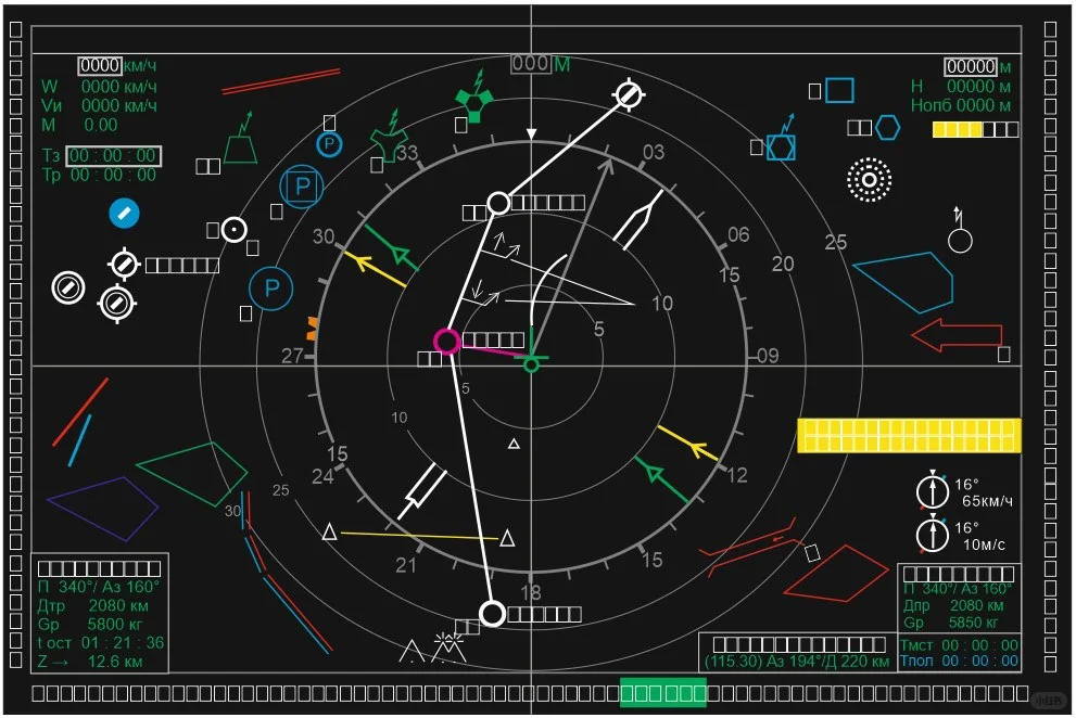 苏-57战斗机HUD、仪表和头显界面专利图