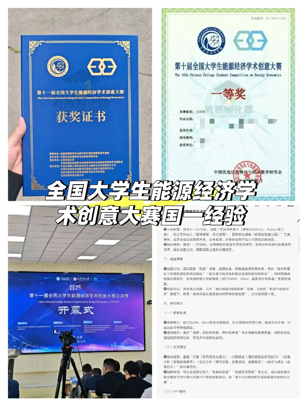 大学生能源经济学术创意大赛获奖经验分享