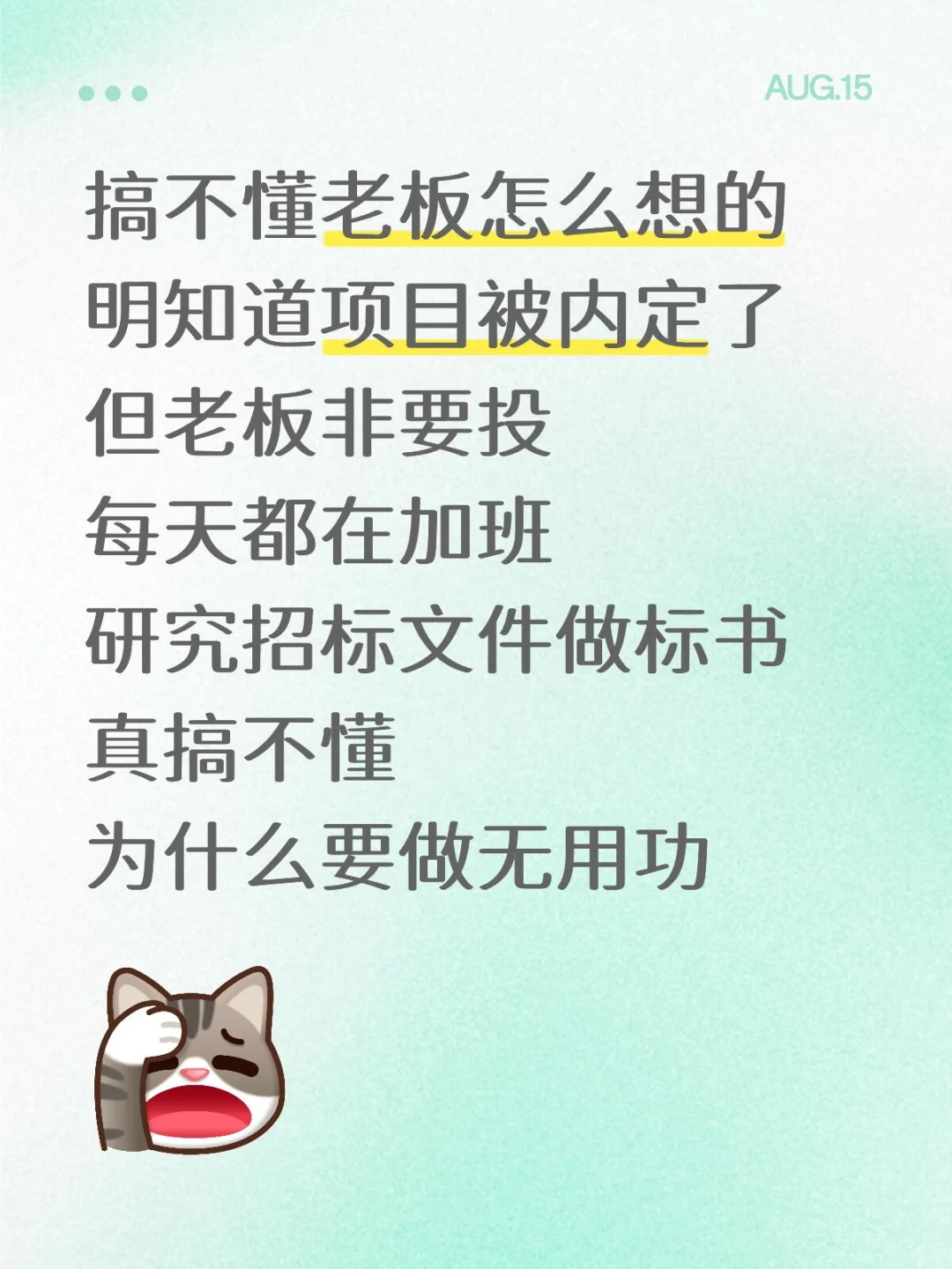搞不懂老板怎么想的