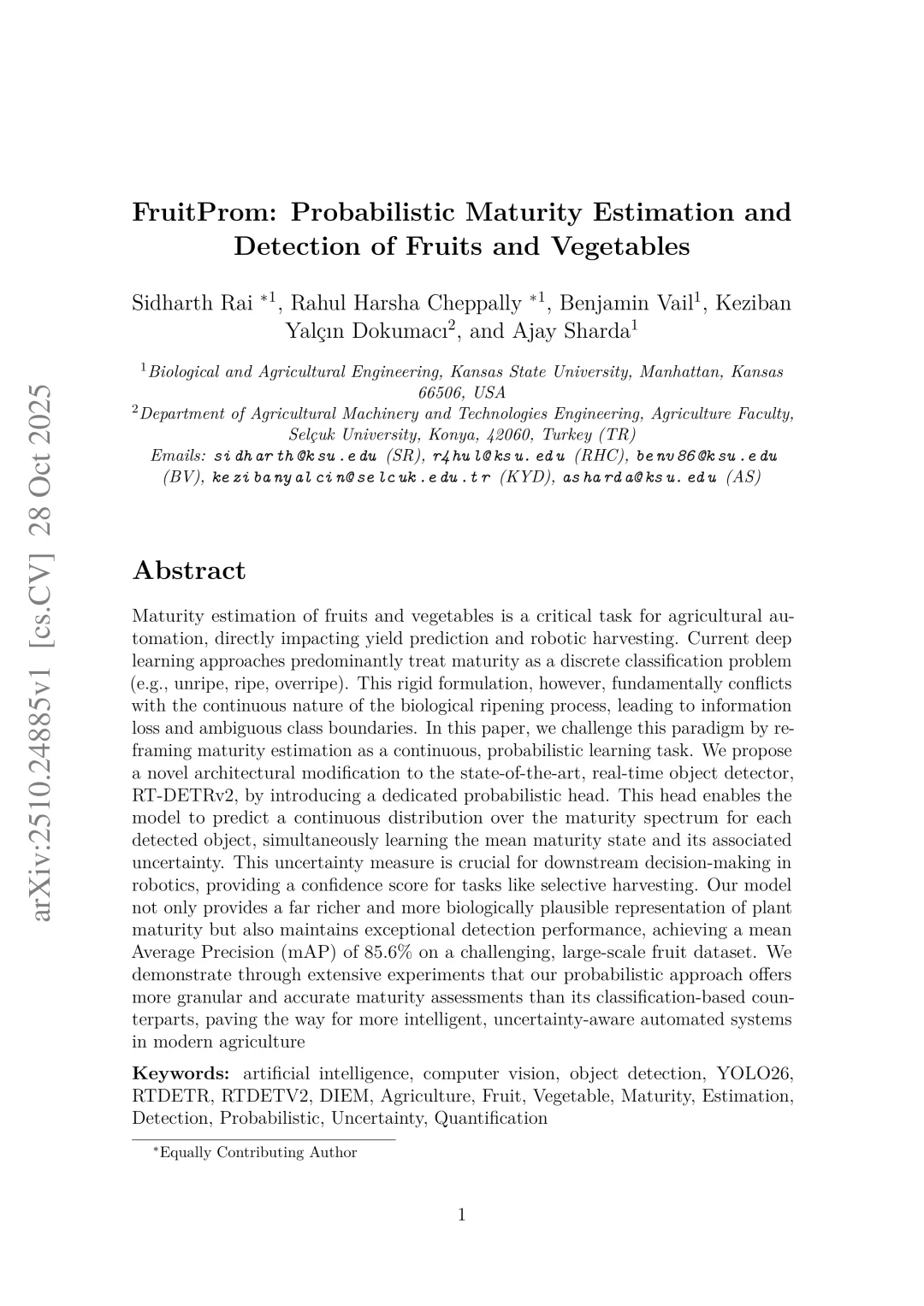果物熟度估计的概率新范式