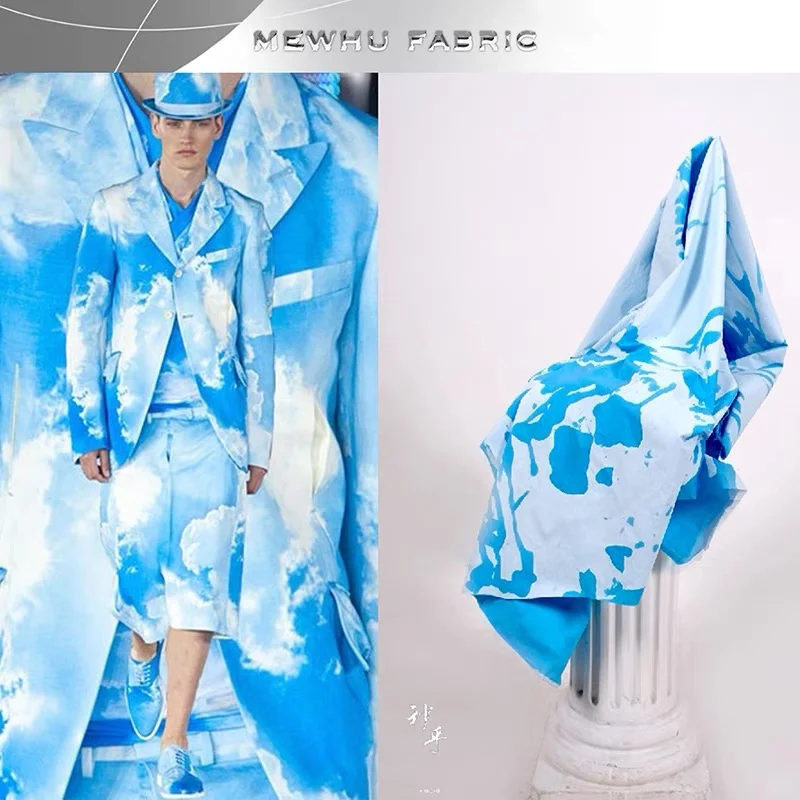 新品！秒乎 湿变遇水变色涤纶面料——白变蓝