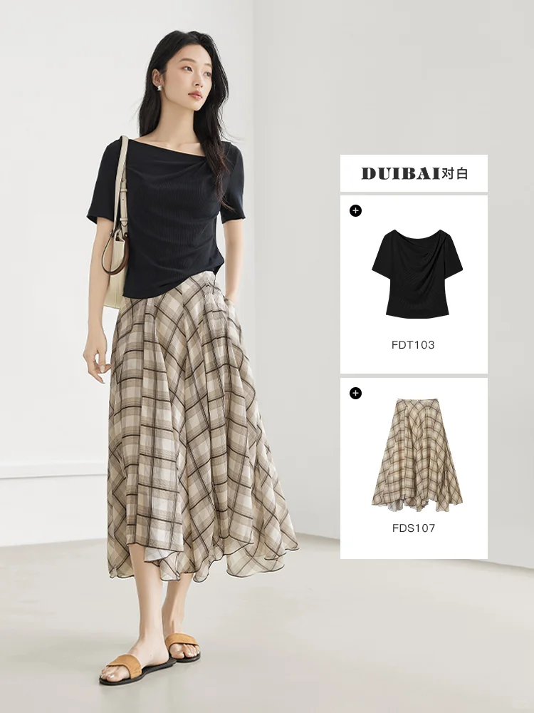 对白DUIBAI｜「复古格调」不规则斜拼伞裙