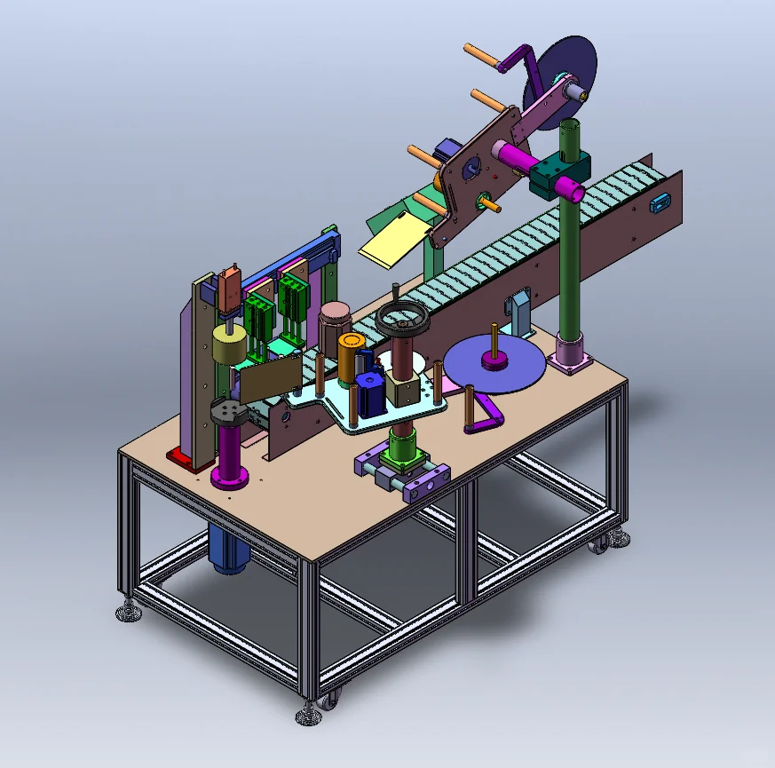 伺服控制的圆柱类工件自动贴标与送料装置