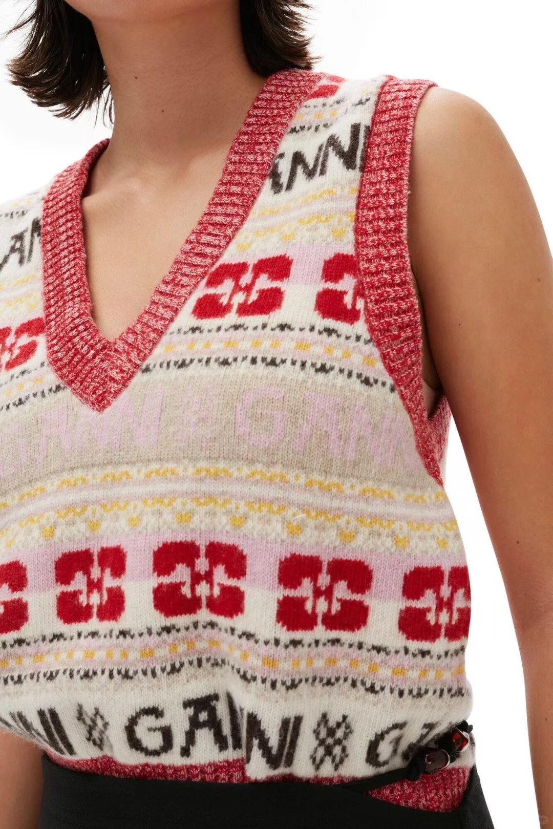 25秋冬新款现货｜外贸出口GA提花v领针织背心