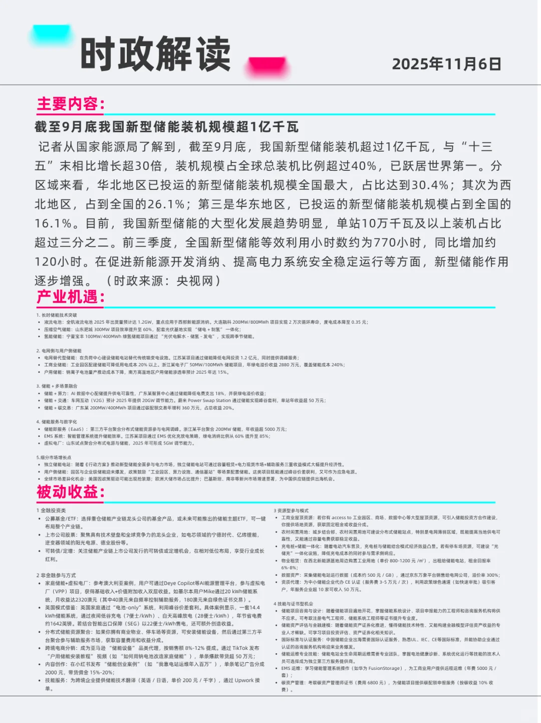 新能源 2025年11月6日